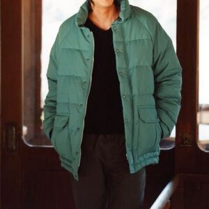 Men's Vintage Nylon Quilted Green Puffer Boxy Ski Wear Winter Coat